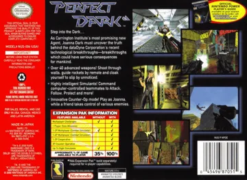 Perfect Dark (USA) (Debug Version) (2000-03-22) box cover back